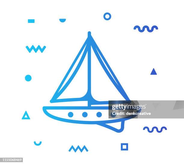 sailing line style icon design - blowing confetti stock illustrations
