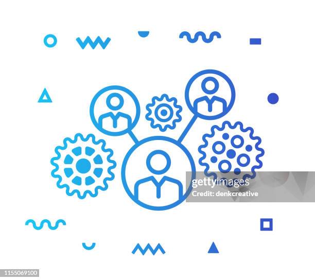 teamwork line style icon design - powerful engine stock illustrations