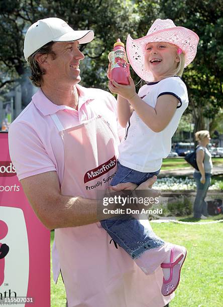 Glen McGrath and Holly McGrath during McGrath Foundation Barbecue for Breast Cancer at Hyde Park, Palm Grove in Sydney, NSW, Australia.