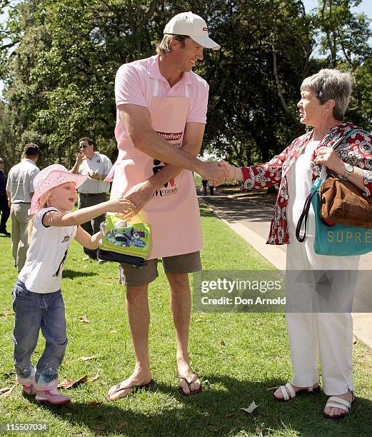 Glen McGrath and Holly McGrath during McGrath Foundation Barbecue for Breast Cancer at Hyde Park, Palm Grove in Sydney, NSW, Australia.