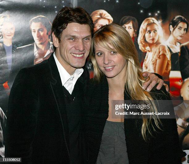 Marc Lavoine and wife Sarah Poniatowski during "Le Heros de la Famille" Paris Premiere at UGC Normandie in Paris, France.