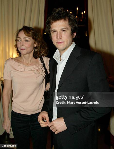 Catherine Frot and Guillaume Canet during 2007 Cesars Awards - Nomination Dinner at Le Fouquet's in Paris, France.