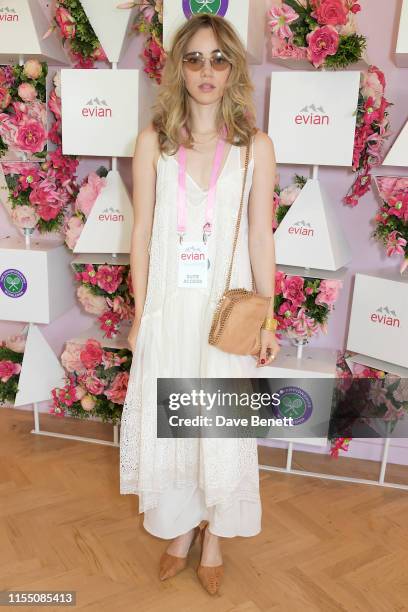 Suki Waterhouse attends the evian Live Young suite at The Championships, Wimbledon 2019 on July 11, 2019 in London, England.