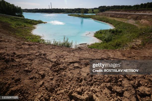 View of a Novosibirsk energy plant's ash dump site - nicknamed the local "Maldives" - on July 11, 2019. - An industrial dump site in Siberia whose...