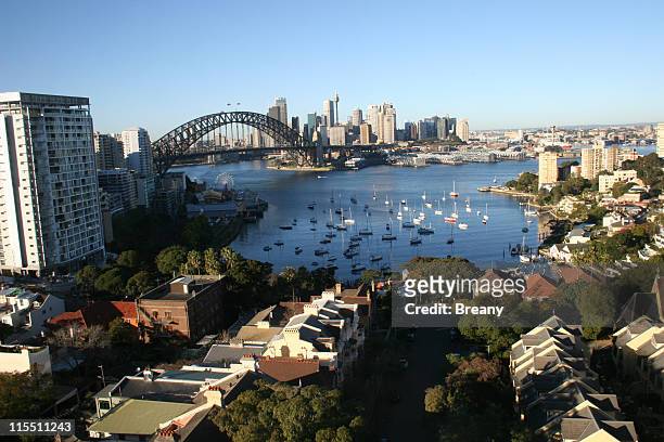 sydney harbour from the north - north sydney stock pictures, royalty-free photos & images