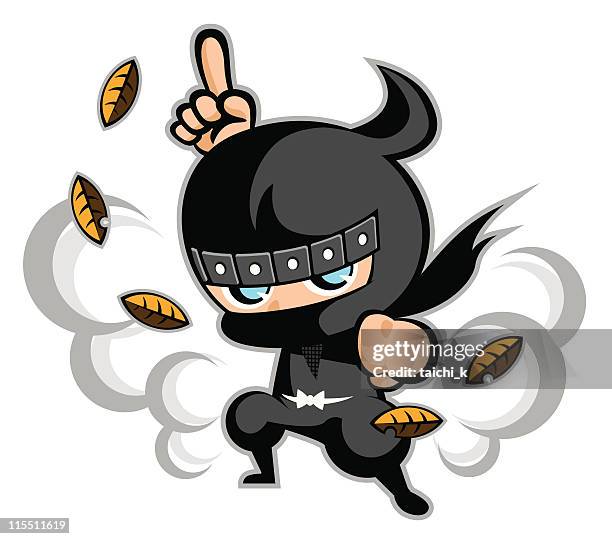 black ninja - ninja kid stock-grafiken, -clipart, -cartoons und -symbole