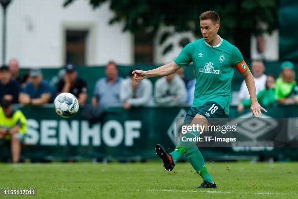 Niklas Moisander of SV Werder Bremen controls the ball during the friendly match between SV Werder Bremen and WSG Wattens at Parkstadion Zell Am...