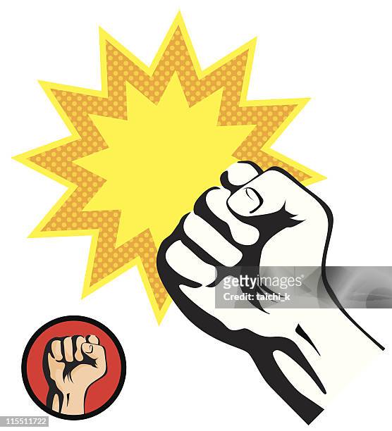 retro style fist punch on a white background - punching the air stock illustrations