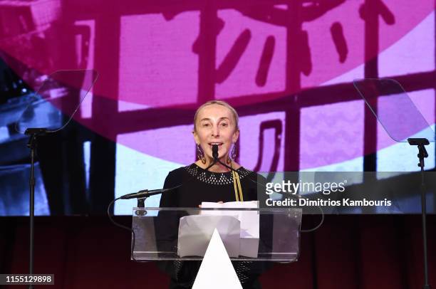 Carla Sozzani speaks onstage as the Accessories Council Hosts The 23rd Annual ACE Awards on June 10, 2019 in New York City.