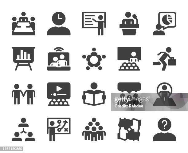 business meeting-icons - umschulung stock-grafiken, -clipart, -cartoons und -symbole