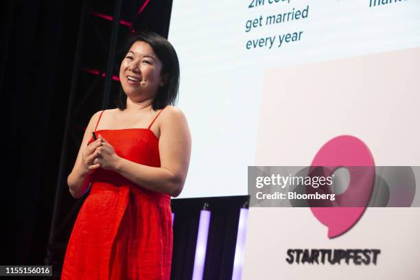 Shan-Lyn Ma, co-founder and chief executive officer of Zola, speaks during the Startupfest event in Montreal, Quebec, Canada, on Thursday, July 11,...