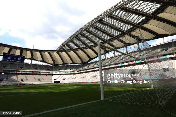 General view inside the stadium prior to the international friendly match between South Korea and Iran at Seoul World Cup Stadium on June 11, 2019 in...