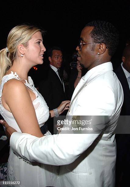 Ivanka Trump and Sean "P Diddy" Combs during "Unforgivable" Fragrance Celebration - Dinner - St. Tropez - France in St Tropez, France.