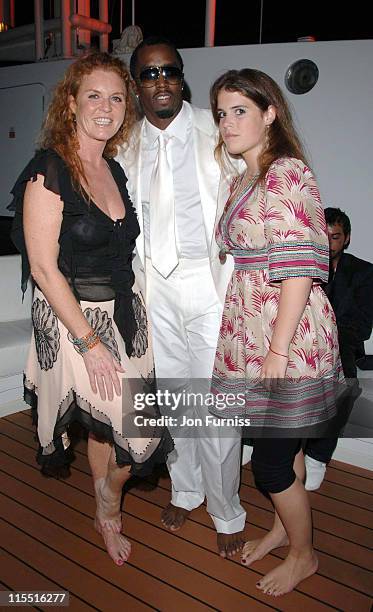 Sean "P Diddy" Combs, Sarah Ferguson the Duchess of York and Princess Eugenie