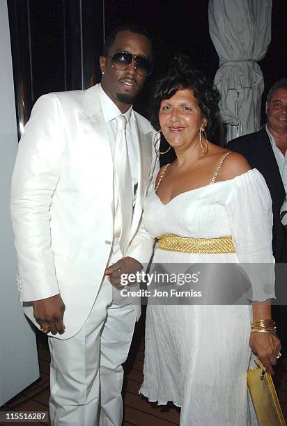 Sean "P Diddy" Combs and Diana Espino during "Unforgivable" Fragrance Celebration - Dinner - St. Tropez - France in St Tropez, France.