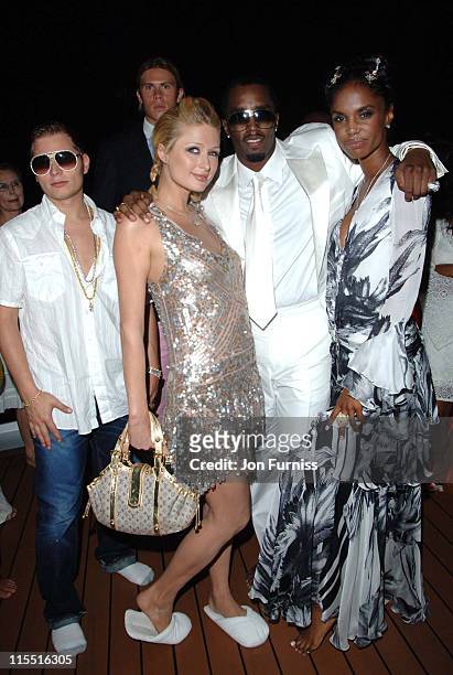 Scott< Storch, Paris Hilton, Sean "P Diddy" Combs and Kim Porter