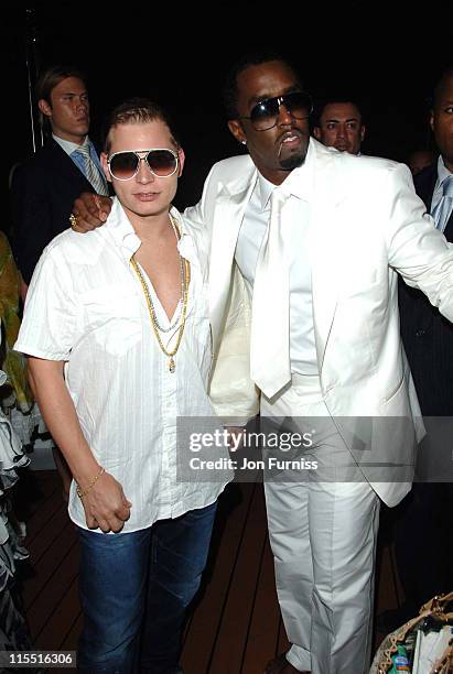 Scott Storch and Sean "P Diddy" Combs during "Unforgivable" Fragrance Celebration - Dinner - St. Tropez - France in St Tropez, France.