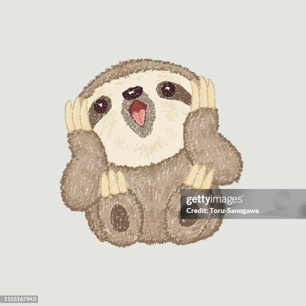surprised sloth - pastel drawing stock illustrations