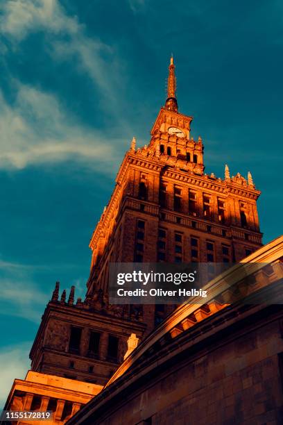 the culture palace in warsaw - warsaw stock pictures, royalty-free photos & images