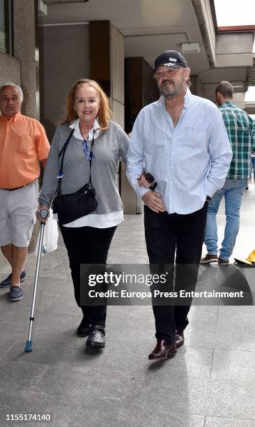 Fedra Lorente and Miguel Morales attend Chicho Ibañez Serrador funeral chapel on June 07, 2019 in Madrid, Spain.