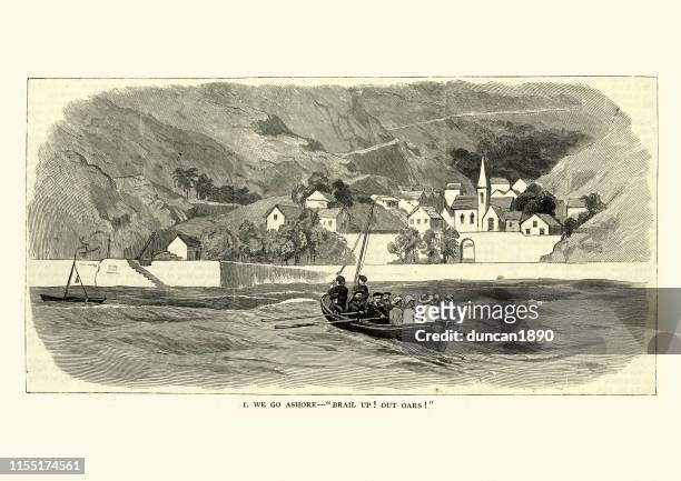 illustrations, cliparts, dessins animés et icônes de aller à terre à sainte-hélène, 19ème siècle - île sainte hélène