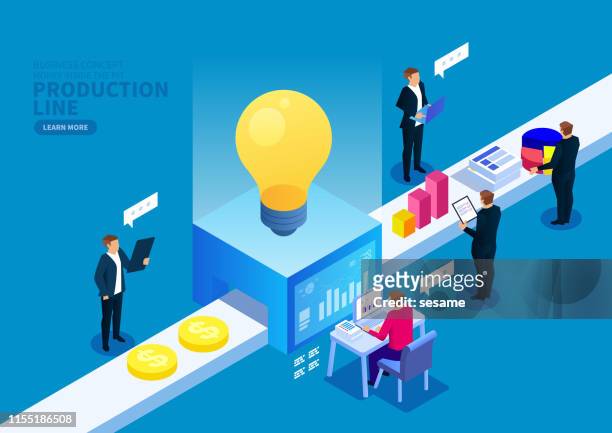 creative production line - manufacturing equipment stock illustrations