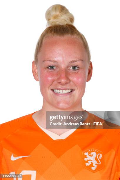 Danique Kerkdijk of the Netherlands poses for a portrait during the official FIFA Women's World Cup 2019 portrait session at Hotel Novotel Le Havre...