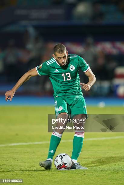 Islam Slimani of Algeria shooting penalty during the 2019 African Cup of Nations match between Ivory coast and Algeria at the Suez Stadium in Suez,...