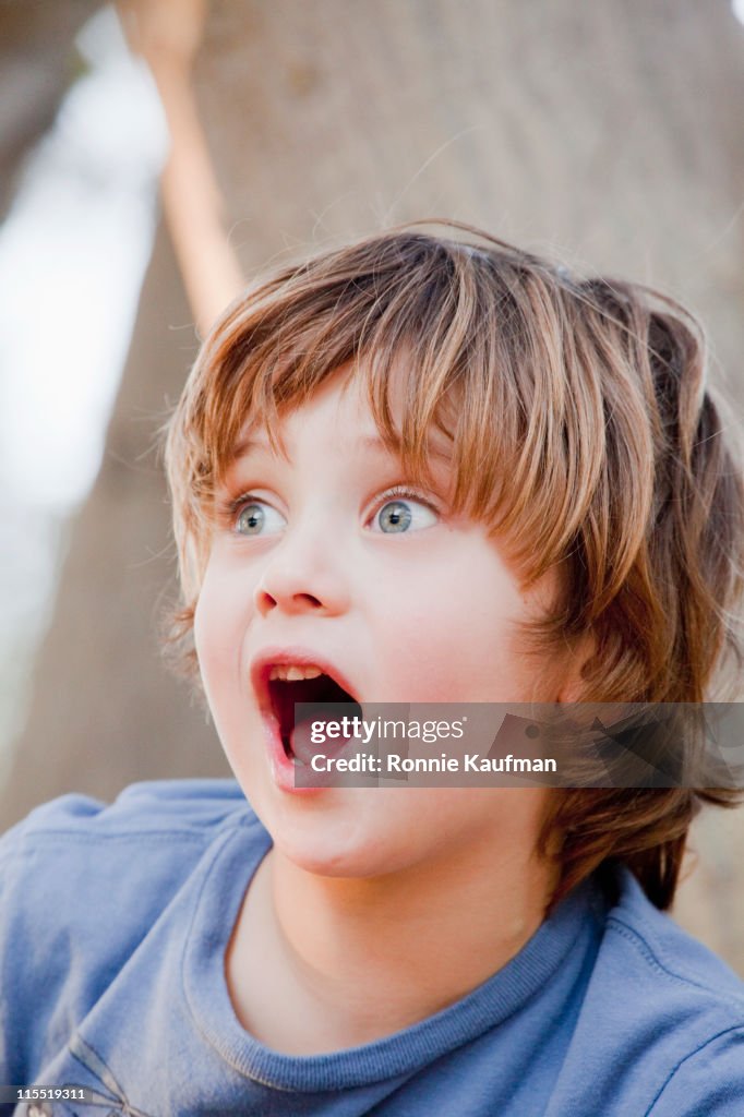 Surprised Caucasian boy