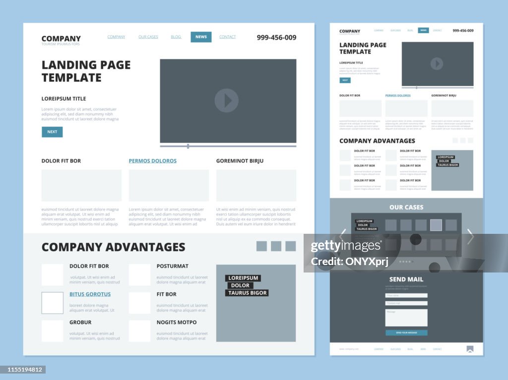 Landing Page Template Website Layout Design Elements Footer Header Menu ...