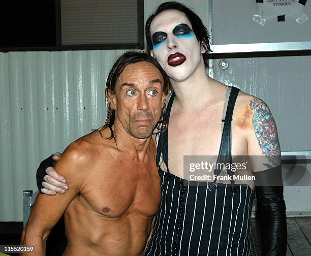 Iggy Pop with Marilyn Manson, backstage at the Voodoo Music Experience, November 1, 2003.