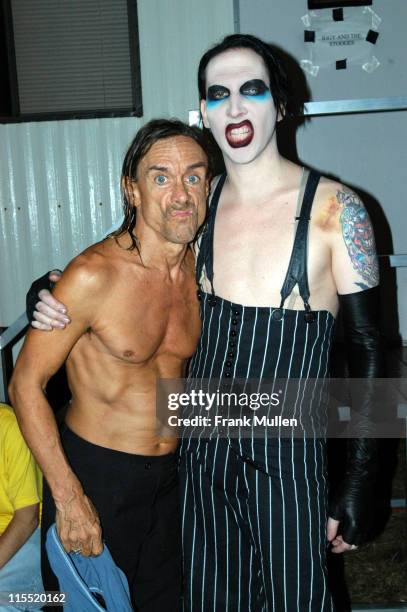 Iggy Pop with Marilyn Manson, backstage at the Voodoo Music Experience, November 1, 2003.