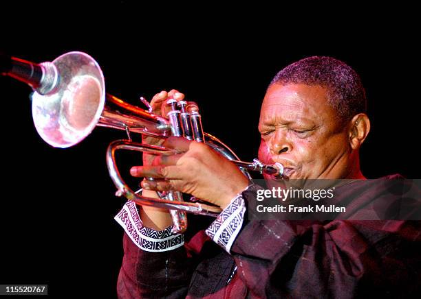 Hugh Masekela during 2004 Atlanta Jazz Festival Kickoff Featuring Arturo Sandoval and Hugh Masekela in Concert at Chastain Park Amphitheatre in...