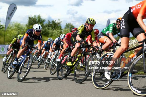 Sofia Bertizzolo of Italy and Team VIRTU Cycling / Jessica Allen of Australia and Team Mitchelton - SCOTT / Jolien D'Hoore of Belgium and Team Boels...