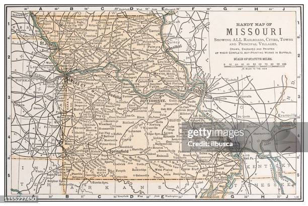 antique vintage retro usa map: missouri - missouri map stock illustrations