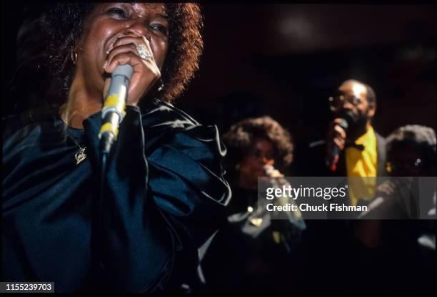 American Gospel singer Shirley Caesar, and her group the Caesar Singers, during a concert at Brooklyn's Friendship Baptist Church, New York, New...