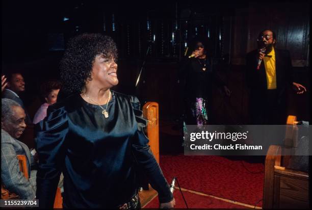 American Gospel singer Shirley Caesar, and her group the Caesar Singers, during a concert at Brooklyn's Friendship Baptist Church, New York, New...