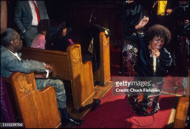 American Gospel singer Shirley Caesar, and her group the Caesar Singers, during a concert at Brooklyn's Friendship Baptist Church, New York, New...
