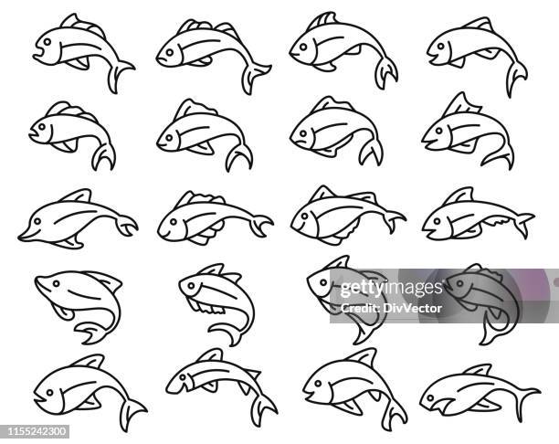 stockillustraties, clipart, cartoons en iconen met vis icon set - fish