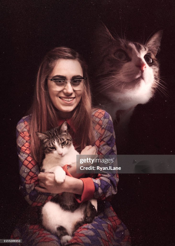 Retro Glamour Shot Of Woman With Pet Cat High-Res Stock Photo - Getty Images