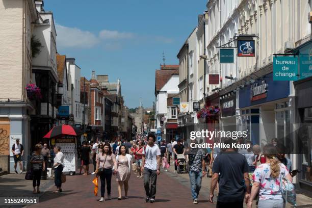 Street scene in Canterbury, England, United Kingdom. Canterbury, a cathedral city in southeast England, was a pilgrimage site in the Middle Ages....