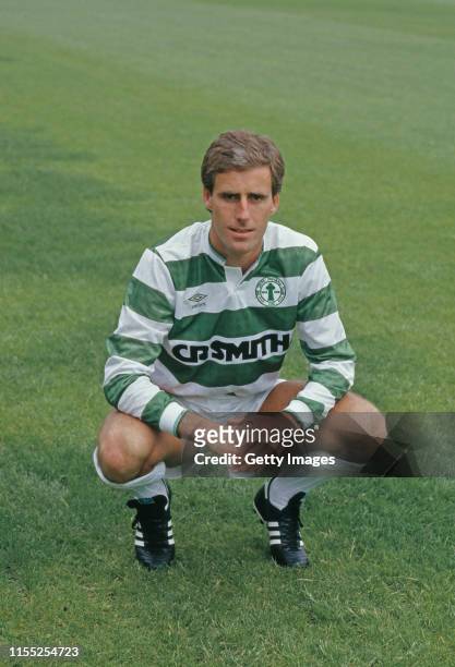 Celtic defender Mick McCarthy pictured at Park Head ahead of the 1987/88 season in Glasgow, United Kingdom.