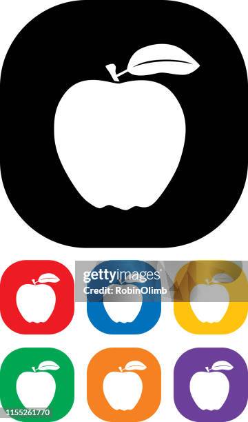 apple icon set - golden delicious apple stock illustrations