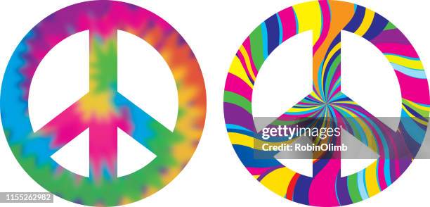 stockillustraties, clipart, cartoons en iconen met psychedelische vrede signs - peace sign