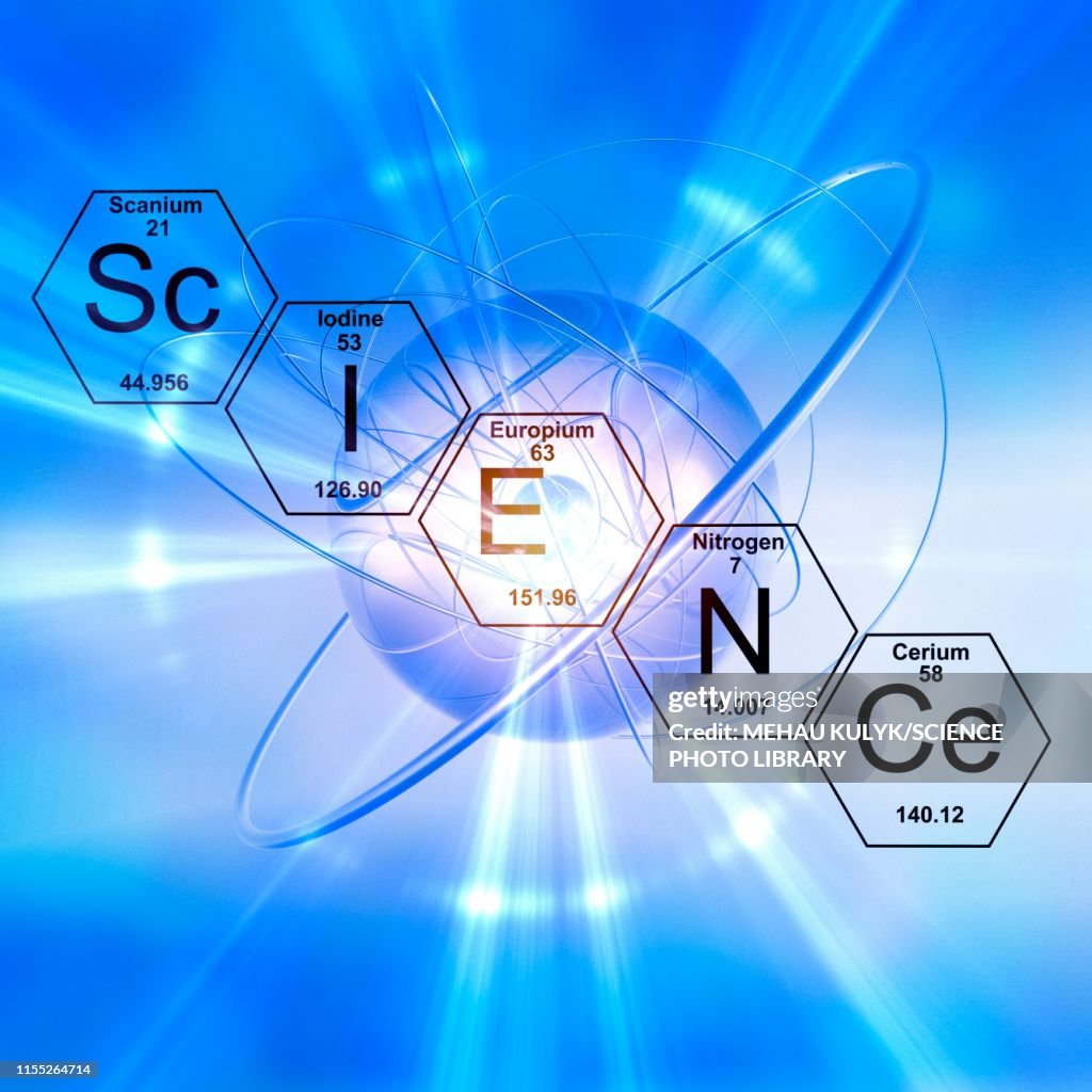 Atom and life, illustration