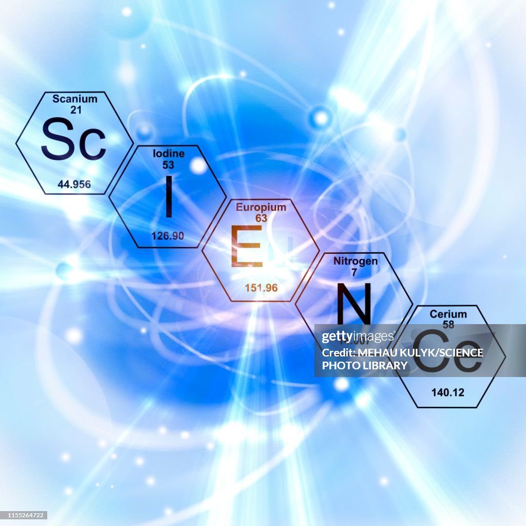 Atom and life, illustration