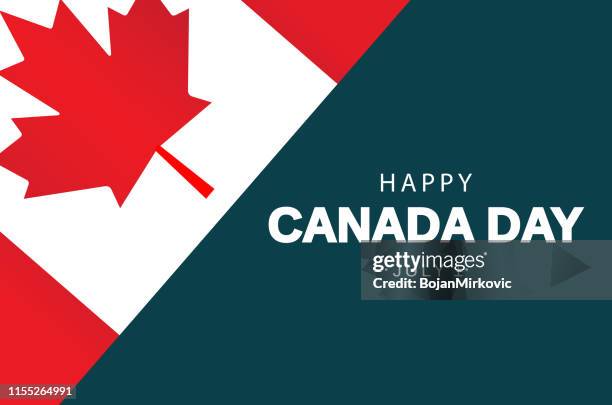 kanada tageskarte mit flagge. vector illustration. - canada day stock-grafiken, -clipart, -cartoons und -symbole