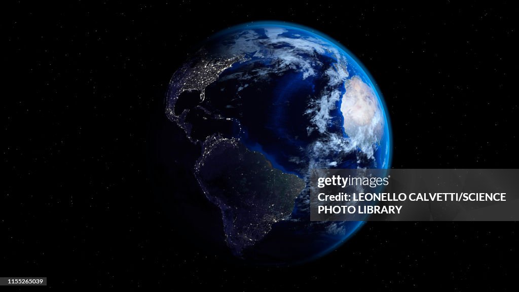 City lights on Earth, illustration