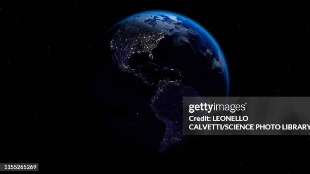 city lights on earth, illustration - north america from space stock illustrations