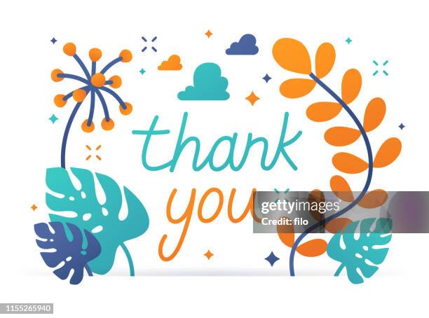 stockillustraties, clipart, cartoons en iconen met dank u bericht - thank you korte frase